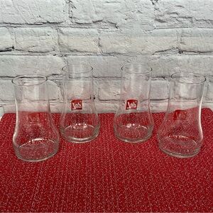 Vintage 1970s 7up The Uncola Glasses Set of 4 Clear Red Logo Collectible Party